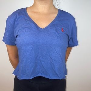 Blue Cropped Polo Ralph Lauren T-Shirt